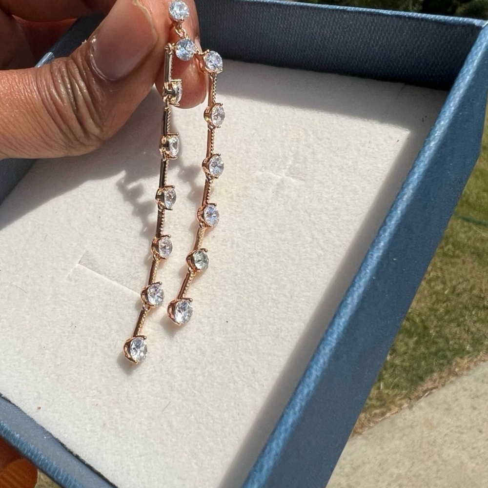 Rosegold Plated Swarovski Elements Dangle Earrings - image 6